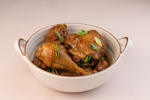 Filipino Chicken Adobo with Garlic and Bay Leaves